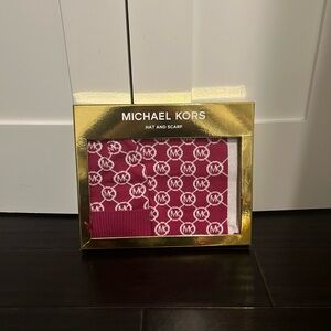 Michael Kors Fuchsia Hat and Scarf Set